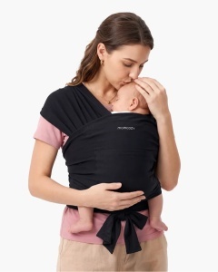 Marsupiu Wrap Sling cu suport ergonomic pentru spate 3.5–22 kg – Negru