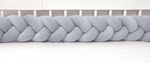 Protecție laterală impletită pentru pătuț Velvet - Gray 200cm - Img 2