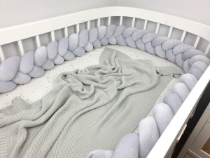 Protecție laterală impletită pentru pătuț Velvet - Gray 300 cm - Img 3