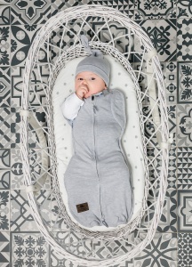 Săculeț Swaddle pentru infașat, din bumbac + căciulița – Second step GRI inchis /deschis - Img 5