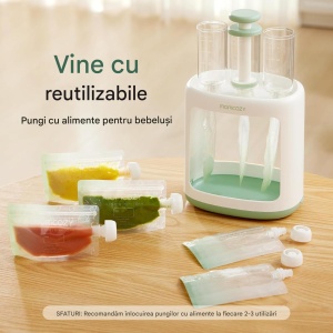 Stație pentru umplerea pungilor cu hrană pentru bebeluși + pungi reutilizabile, fără BPA - Img 4