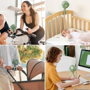 Ventilator 360 grade MULTIFUNCTIONAL portabil pentru cărucior – Verde - Img 3