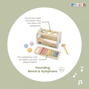 Banc de lovit cu Xilofon Montessori 3 in 1, Viga - Img 5