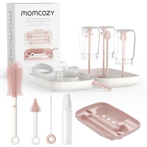 Kit mobil pentru curățarea și uscarea sticlelor 7 in 1 - Pink