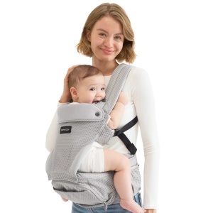 Marsupiu Hip Seat 2 în 1 reglabil, cu pernă pentru șold și suport lombar – Air Mesh Gri - Img 3