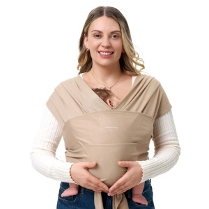 Marsupiu Wrap Sling cu suport ergonomic pentru spate 3.5–22 kg – Light Brown