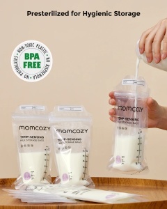 Pungi de stocare a laptelui matern cu senzor de temperatura - 180 ml Momcozy - Img 2