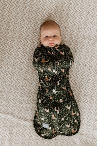 Săculeț Swaddle pentru infașat, din bumbac + căciulița – Second step Forest Green - Img 2