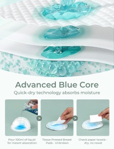 Tampoane pentru sân din bambus, ultra-absorbante, anti-scurgeri, 3D, 80 buc - Img 2