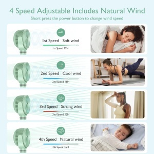 Ventilator 360 grade MULTIFUNCTIONAL portabil pentru cărucior – Verde - Img 4