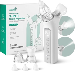Aspirator nazal electric 3-în-1 Grownsy SniffEase Spa, cu nebulizare, aspirare puternică Hospital Grade și muzică