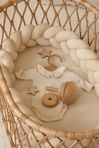 Baby Nest 2 în 1 din catifea, cu saltea și protecție - Cream - Img 3