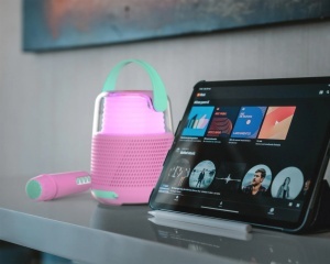 Boxă bluetooth și set Karaoke - Roz - Img 5