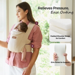 Marsupiu ergonomic pentru nou-născuți WeeSnug, 0–6 luni - 3- 11 kg Bej - Img 6