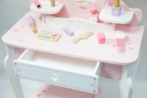 Masuță de toaletă din lemn cu 8 accesorii design prințesă - Img 2