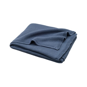 Pătură împletită, din bumbac organic- Ink blue
