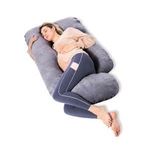 Pernă pentru gravide în formă U Velvet – Dark Grey