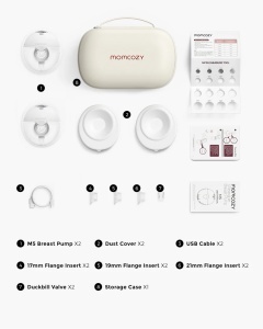 Pompa de sân portabilă dublă Momcozy M5 Smart, fără durere, conectivitate mobilă – Gri - Img 6