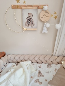 Protecție laterală impletită pentru pătuț Velvet - Beige 200 cm - Img 4