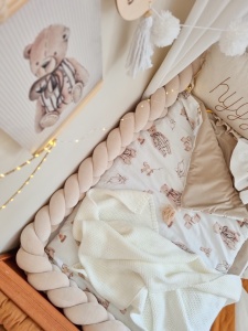 Protecție laterală impletită pentru pătuț Velvet - Beige 300 cm - Img 4
