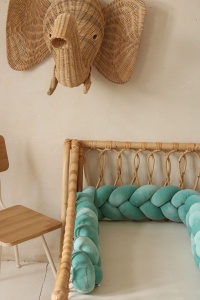Protecție laterală impletită pentru pătuț Velvet - Dirty Mint 300 cm - Img 5