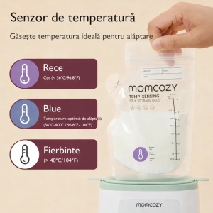 Pungi pentru stocarea laptelui matern Momcozy, 240 ml, cu senzor de temperatură și turnare ușoară – 60 buc. - Img 5