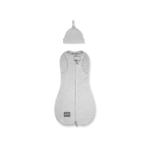 Săculeț Swaddle pentru infașat, din bumbac + căciulița – Second step Gri deschis