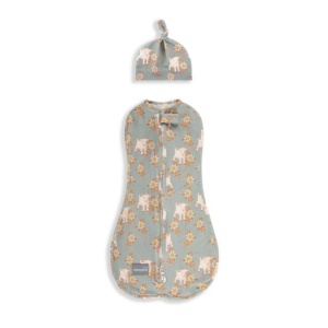 Săculeț Swaddle pentru infășat nou născut din bumbac + căciulița – First Step Sky Blue