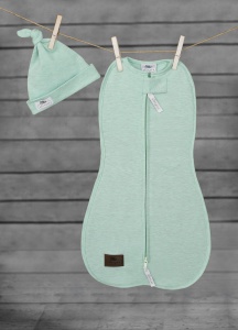 Săculeț Swaddle pentru infășat nou născut din bumbac + căciulița 0.2 TOG – First Step Mentă - Img 6
