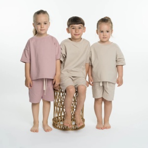 Set oversize din bumbac - bej - Img 2