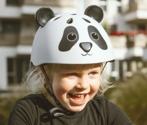Cască protectie pentru copii - Hudora Panda, crem/negru, mărimea 48-52 - Img 3