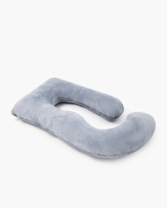 Pernă pentru gravide în formă U Velvet – Dark Grey - Img 2