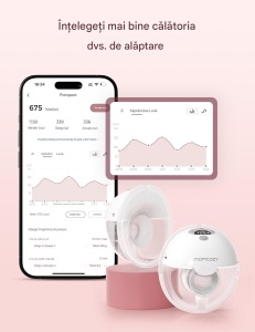 Pompa de sân portabilă dublă Momcozy M5 Smart, fără durere, conectivitate mobilă – Gri - Img 3