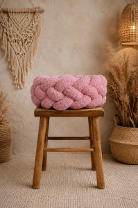 Protecție laterală impletită in 4 pentru pătuț Boucle - Dusty Pink 200 cm