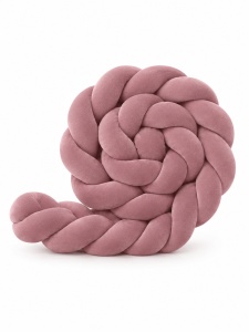 Protecție laterală impletită in 4 pentru pătuț Velvet - Dusty Pink 200 cm - Img 2