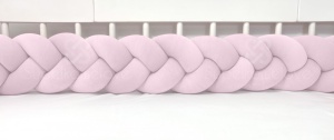 Protecție laterală impletită pentru pătuț Velvet - Pouder Pink 200 cm - Img 2