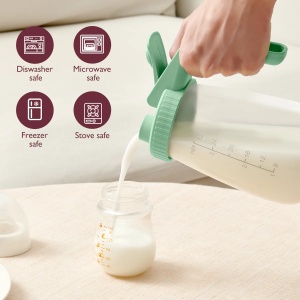 Recipient din sticlă pentru stocare lapte matern sau pregătirea formulei- Verde Momcozy - Img 4