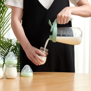 Recipient din sticlă pentru stocare lapte matern sau pregătirea formulei- Verde Momcozy - Img 9