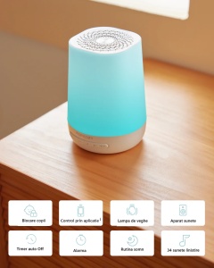 Lampă de veghe si Aparat de sunete "white noise" – Control Mobil Baby Momcozy - Img 6