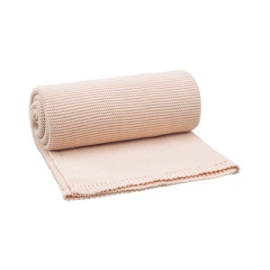Pătură împletită, din bumbac organic - Dusty pink - Img 2