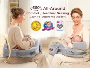 Pernă de alăptat cu spumă cu memorie, suport ergonomic maxim pentru spate – CozyPro - Img 5