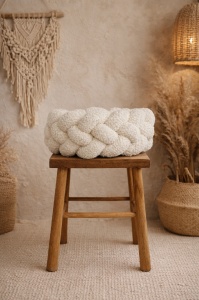 Protecție laterală impletită in 4 pentru pătuț Boucle - Light Beige 200 cm
