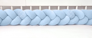 Protecție laterală impletită pentru pătuț Velvet - Blue 200cm - Img 2