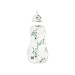 Săculeț Swaddle pentru infașat, din bumbac + căciulița – Second step Eucalipt