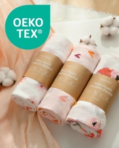 Set 4 păturici din muselină, bambus și bumbac 120 x 120 cm - Girl set Swaddle - Img 2