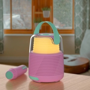 Boxă bluetooth și set Karaoke - Roz - Img 6