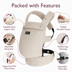 Marsupiu ERGONOMIC PureHug Cozy si Ușor – Crem - Img 4