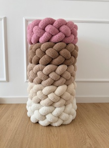 Protecție laterală impletită in 4 pentru pătuț Boucle - Light Beige 300 cm - Img 3