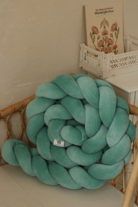 Protecție laterală impletită pentru pătuț Velvet - Dirty Mint 200 cm - Img 4