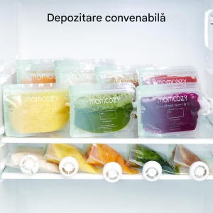 Pungi reutilizabile pentru bebeluși, fără BPA, sigure pentru congelator, ideale pentru piure și iaurt, 10 x 150 ml - Img 3